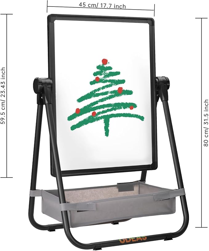 Easel for Kids, Adjustable Standing Toddler Easel Magnetic Whiteboard & Chalkboard with 27inch-44inch Height, Double Sided 360°Rotating Kids Art Easel for Toddlers for Boys and Girls 3+