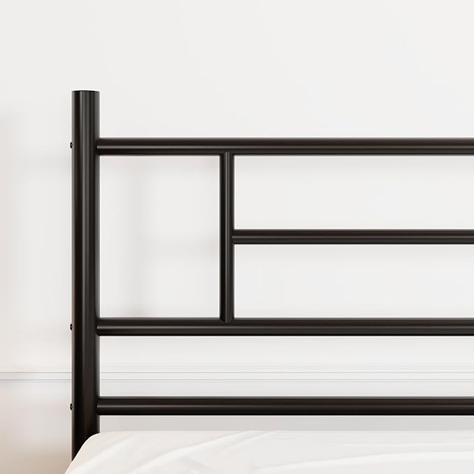 SHA CERLIN 14 Inch Queen Size Metal Bed Frame with Iron-Art Headboard and Footboard,Under Bed Storage Space,Platform Bed with Metal Slats Support,Easy Assembly,Noise Free,No Box Spring Needed,Black