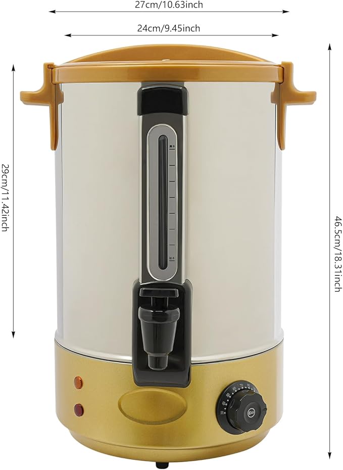 Electric Hot Water Dispenser 90 Cups Commercial Coffee Percolator & Beverage Dispenser w/Temperature Control, Stainless Steel Coffee Urn for Coffee & Tea