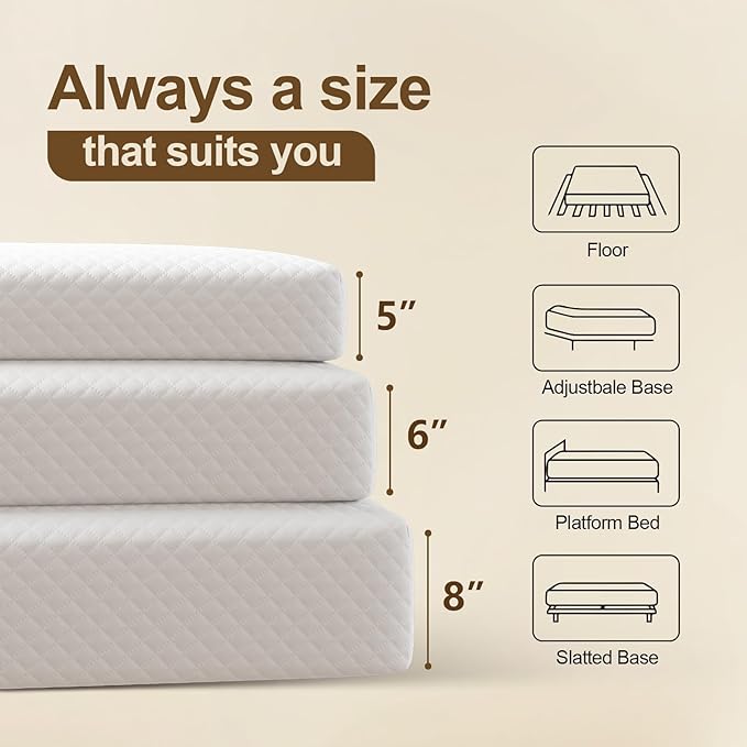 6 Inch Full Size Mattress in a Box,Memory Foam Mattress for Comfort Sleep, Cooling Night Sleep & Pressure Relief, Ships Compressed (6", Full)
