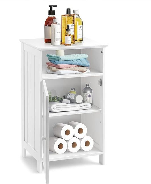 Safeplus Small Floor Storage Cabinet/Organizer with Drawer and Door, For Bathroom & Toilet, White