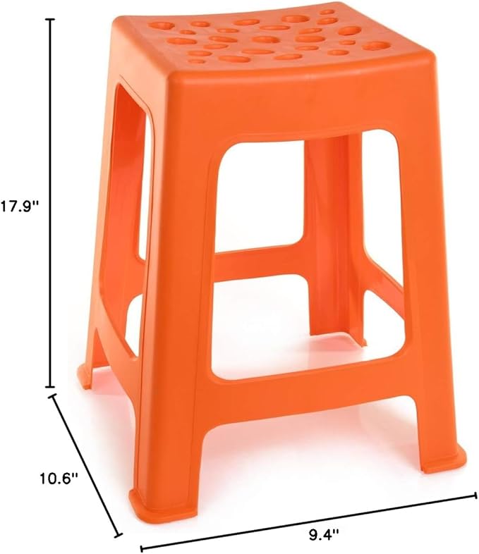 Mintra Home Light Duty Plastic Stools 2pk (18in Height, Orange)