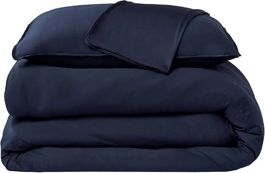 SHEEX Original Performance Cooling Duvet Cover Set, Lightweight Full/Queen Duvet Cover with 2 Standard Pillow Shams, Navy