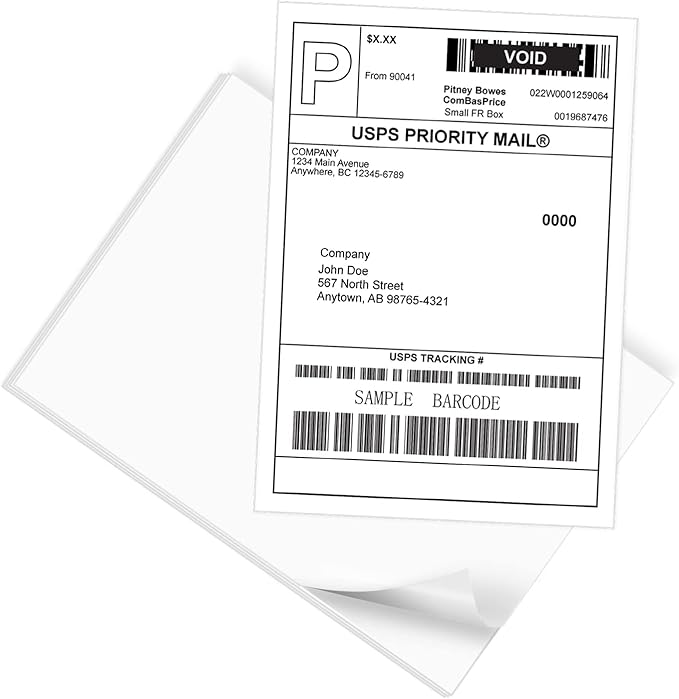 9527 Product Full Sheet Shipping Labels, 8-1/2" x 11" Blank White Sticker Paper, Self Adhesive Address Labels for Laser/Inkjet Printers, 2000 Labels