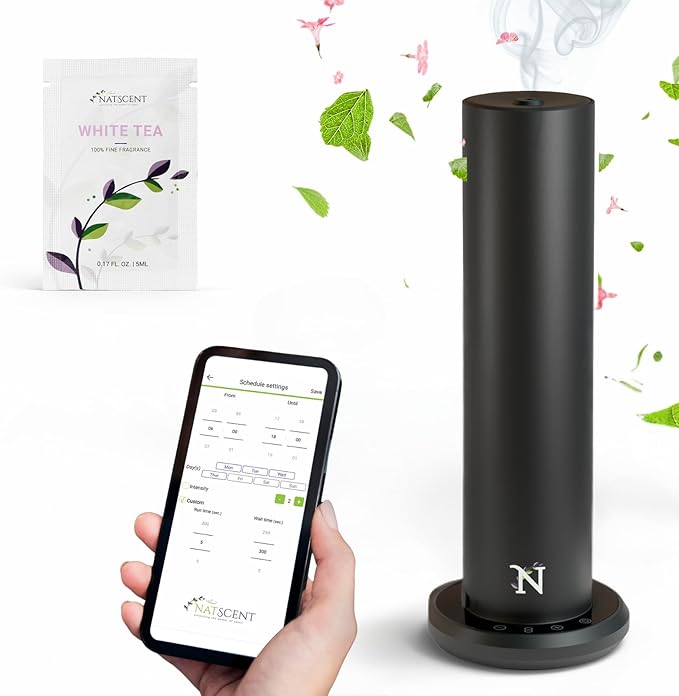 Dynamo Essential Oil Diffuser for Home with Fragrance Sample, App & Manual Control, Cold-Air Scent Diffusers for Home, Large Room, Hotel Scent Diffuser up to 1000sq.ft Black Aroma Diffusers