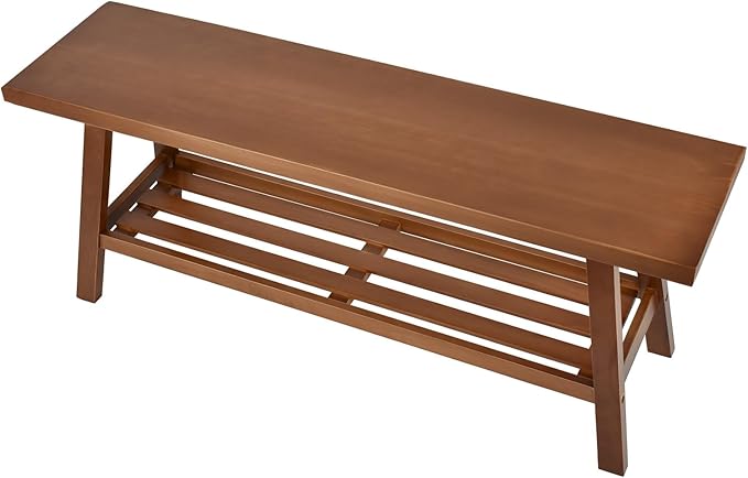43.3" Farmhouse Solid Wood Bench, Long Rustic Storage Entryway Bench for Indoor, Bedroom,Dining Room, Living Room and Hallway