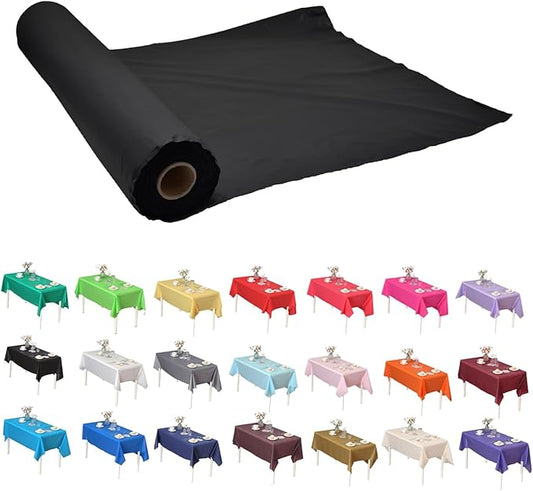 Craft And Party, Black Plastic Table Cover Roll - 40in X 100 feet Heavy Duty Plastic Banquet Table Cover Roll. (Black)