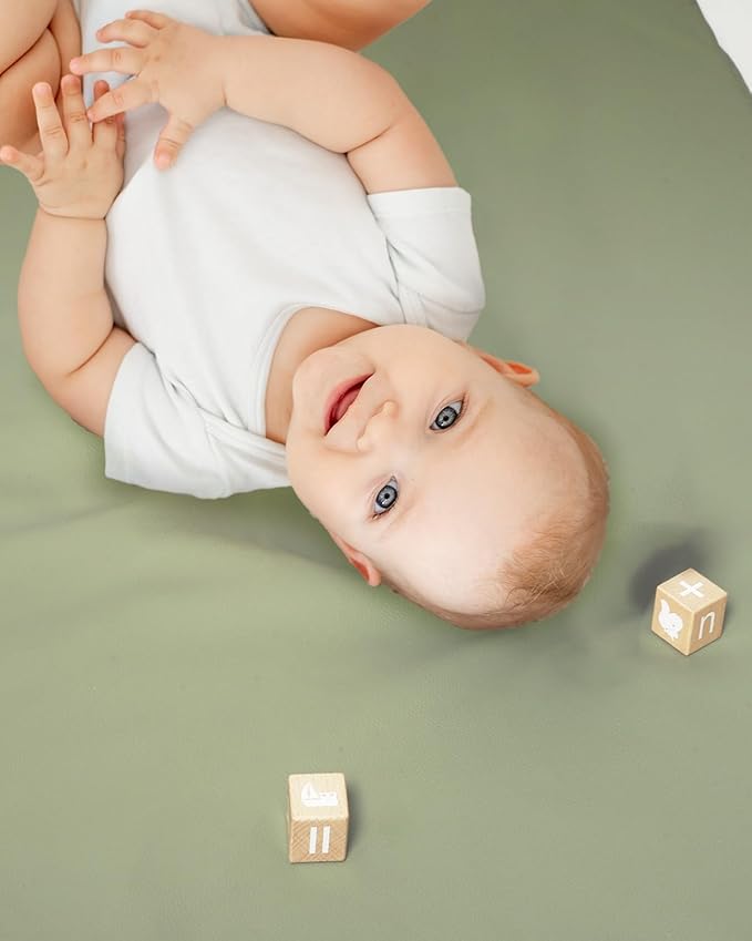 Lansber：1.2" Padded Baby Play Mat 50x50 Playpen Mat- Extra Thick Double-Sided Waterproof Vegan Leather for Infants and Toddlers, Soft and Easy-to-Clean Floor Mat for Crawling & Play
