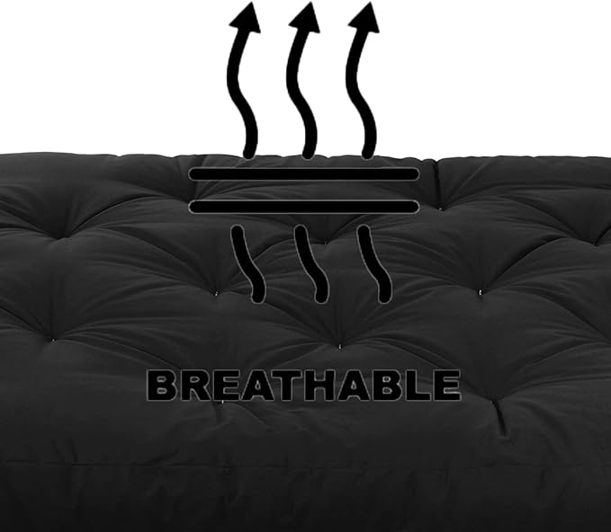Mozaic Full Size 8-Inch Cotton Twill Gel Dual Memory Foam Futon Mattress, Black