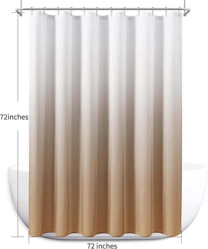 Naturoom Camel Shower Curtains for Bathroom,Ombre Cloth Fabric Shower Curtain Set with 12 Hooks Camel Bathroom Decor 72 x 72