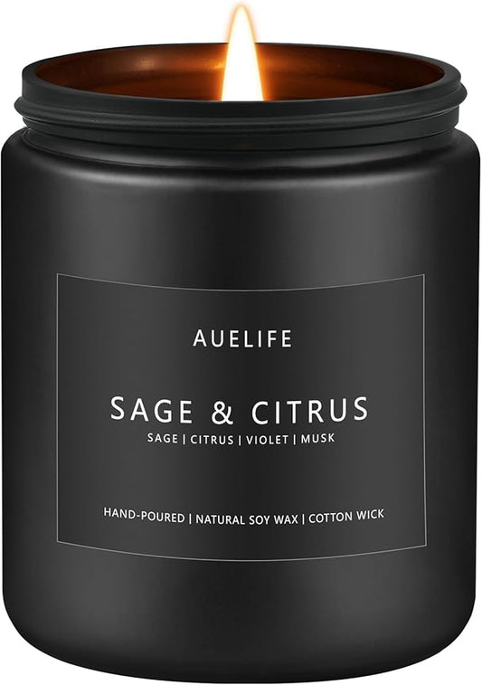 Sage & Citrus Candle | Scented Candle for Home, Aromatherapy Candles - Soy Candles for Home Scented, Gift for Women Men, Home Fragrance Decoration -7oz