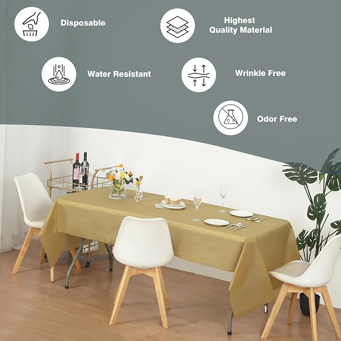 Craft And Party, Gold Plastic Table Cover Roll - 40in X 100 feet Heavy Duty Plastic Banquet Table Cover Roll. (Gold)