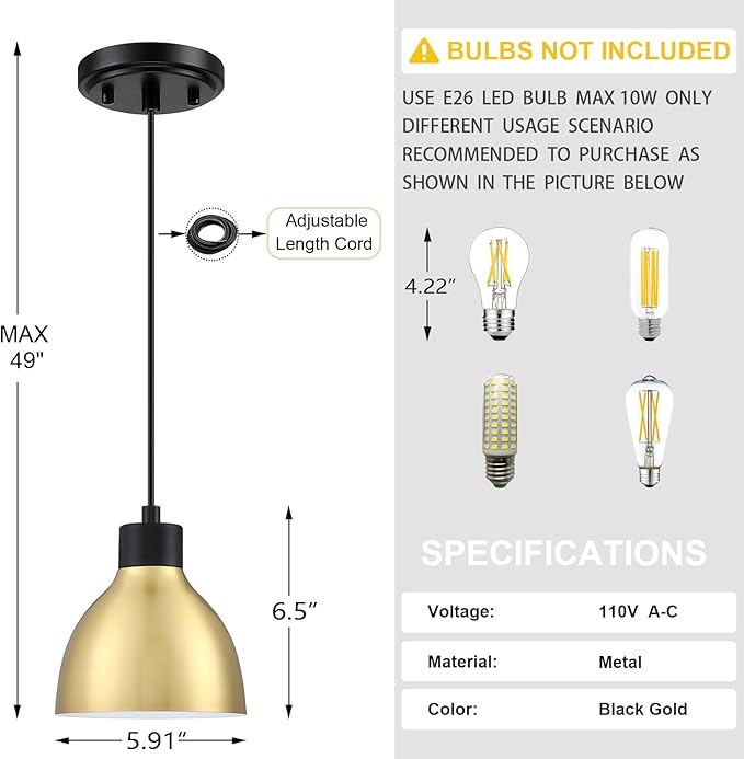4 Pack 1 Light Industrial Hanging Indoor 6" Mini Kitchen Island Pendant Ceiling Light Fixtures,Black Brushed Bronze Finish for Bar Dining Room Corridor Living Room