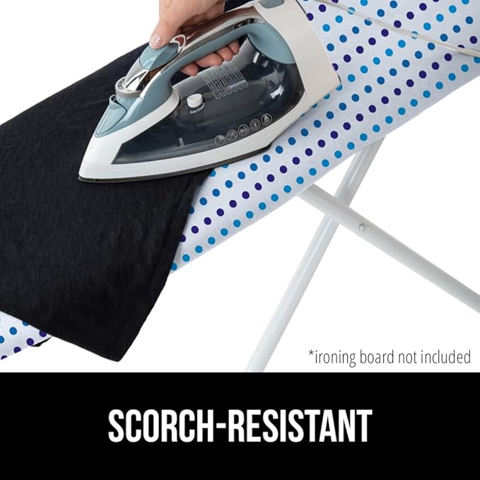 The Original GORILLA GRIP Ironing Board Cover, Silicone Coating, Full Size Scorch Resistant Padding, Elastic Edge, Heavy Duty Iron Pad Covers Standard Boards, Hook and Loop Fastener Strap, Blue Dots