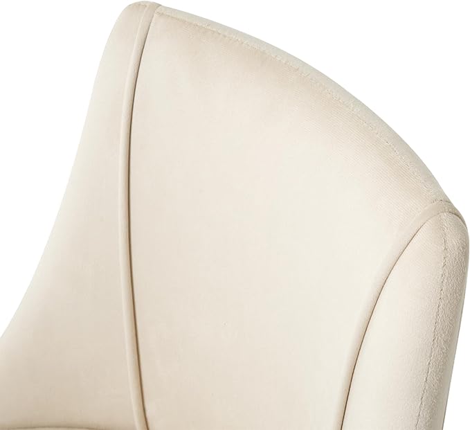 Furnimart 360° Swivel Rolling Desk Chair, Height Adjustable Vanity Chair with Silver Legs, Cute Task Chair with Wheels for Dorm Bedroom Studying Small Places (Velvet White)