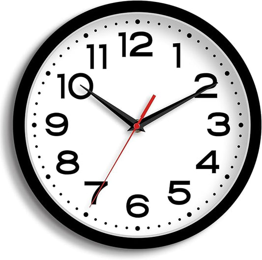 Wall Clock 16 Inch Silent Non-Ticking Modern Clock Battery Operated Classic Simple Minimalist Analog Decorative for Kitchen, Living Room,Office, Bedroom, Bathroom (Black)