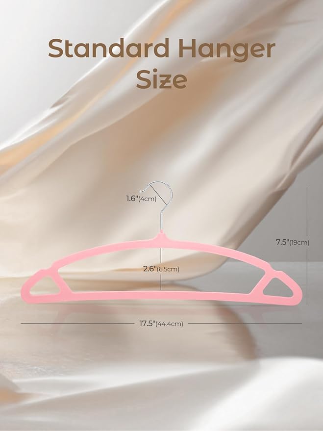 HOUSE DAY Pink Velvet Hangers 60 Pack, Luxury Felt Hangers Non Slip Space Saving Pink Clothes Hanger Heavy Duty Coat Hanger, No Shoulder Bump Focked with 360° Swivel Hook for Closet