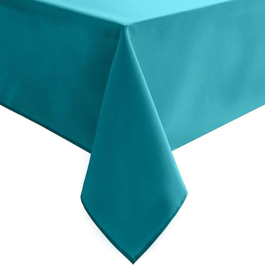 Hiasan Rectangle Tablecloth - Water Resistant and Spillproof Kitchen Washable Polyester Fabric Table Cloth for 6 Foot Tables, 54 x 120 Inch, Turquoise