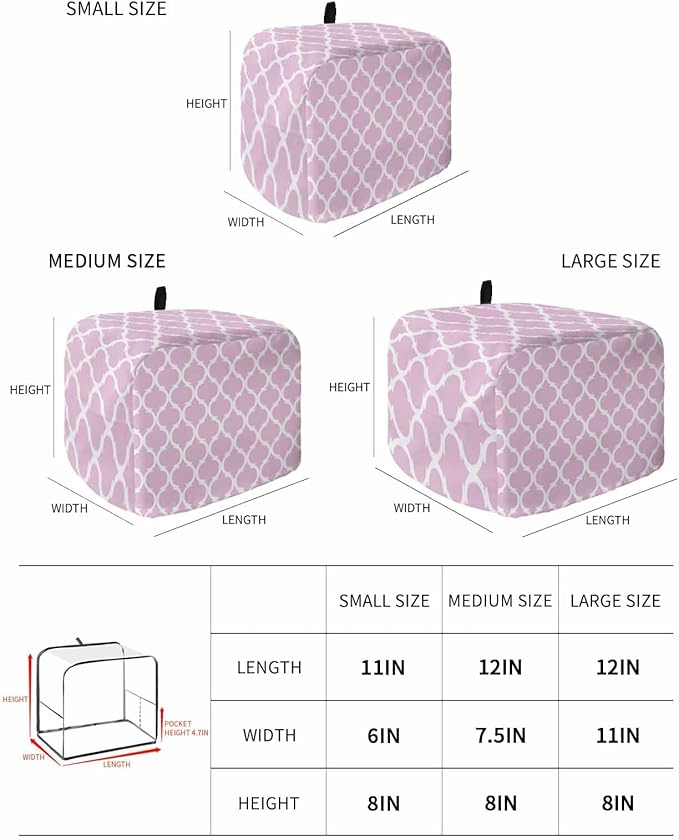 Toaster Cover 4 Slice Geometric Pattern Trellis Toaster Oven Cover with Pockets Morocco Style Pink Dustproof Bakeware Protector Small Kitchen Appliance Dust Covers and Fingerprint Protection for Women