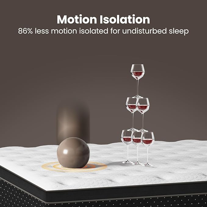 Mattress Queen Size 12 Inch- Firm Hybrid Mattresses in a Box with Individual Pocket Spring for Motion-Isolation & Pain Relief-Fiberglass Free Bed with 365 Night Trial, CertiPUR-US Certified