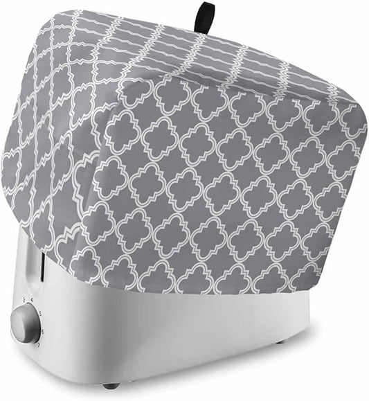 Toaster Cover 4 Slice Moroccan Pattern Toaster Oven Cover with Pockets Geometric Trellis Grey Dustproof Bakeware Protector Small Kitchen Appliance Dust Covers and Fingerprint Protection for Women