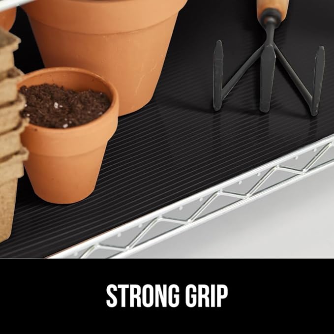 GORILLA GRIP DuraGuard Shelf Liner, 20x30 Non-Adhesive Cabinet Liners for Kitchen Drawers, Shelves, Refrigerator, Pantry Storage, Bathroom Closet, Durable Waterproof BPA Free Ribbed Plastic, Jet Black
