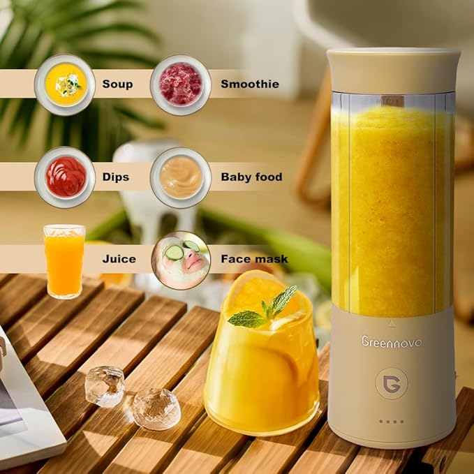 Portable Blender 500ml Personal with 6 Sharp Blades Rechargeable 5000mAh 18000-22000rpm Power for Shakes & Smoothies, BPA Free, for Kitchen, Office, Gym, Hiking (cyan)