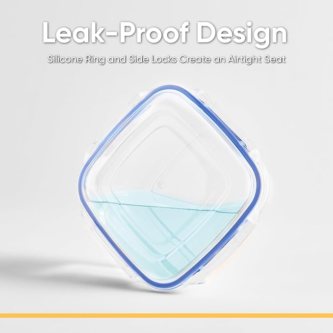 Superio Sealed Food Container, Large Meal Prep Container, 4 Quart, 16 Cups, 128 Oz, Lunch Prep Containers, Food Bowl with Latches- Clear Bin with Leakproof Lid, BPA Free