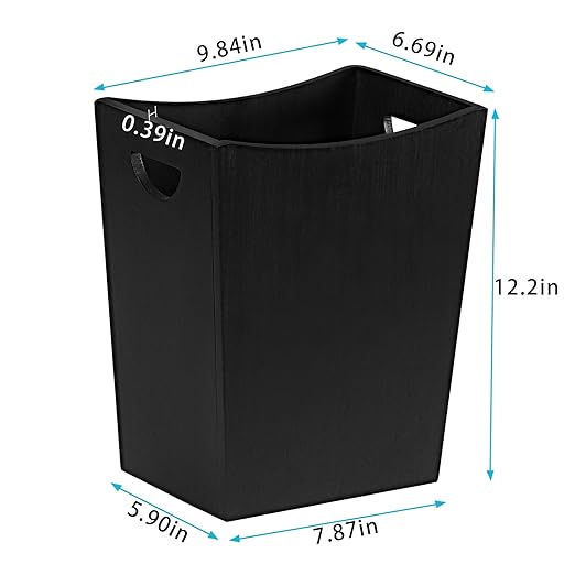 LIANTRAL Wood Trash Can Wastebasket, 2 Gallon Small Bathroom Garbage Can Wooden Waste Basket Trash Container Recycling Bin for Bathroom, Bedroom, Living Room, Office, Kitchen, Black