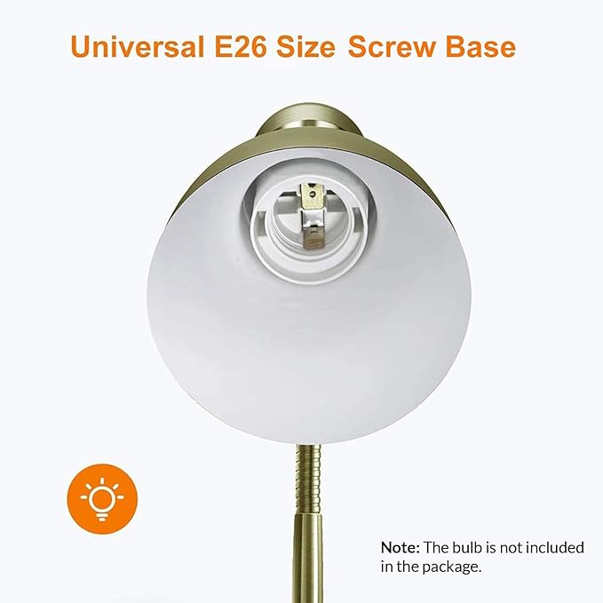LEPOWER Metal Desk Lamp, Adjustable Goose Neck Table Lamp, Eye-Caring Study Desk Lamps for Bedroom, Study Room and Office (Bronze)