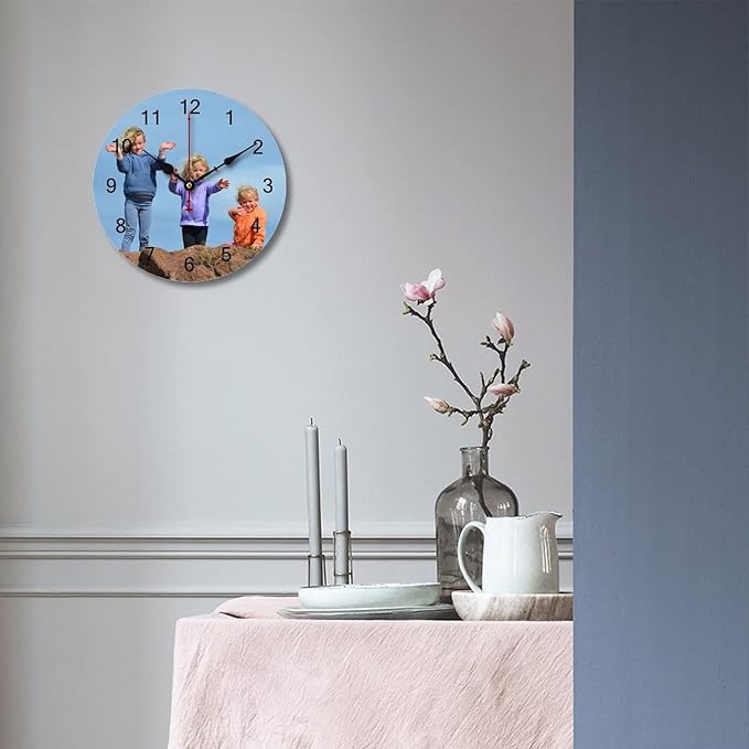 Custom Wall Clock, Personalized Wall Clock with Photo/Image Text Non-Ticking Clock Silent Customized Digital Wall Clocks Customized Gift for Living Room Kitchen Bathroom Home Decor 15.75''