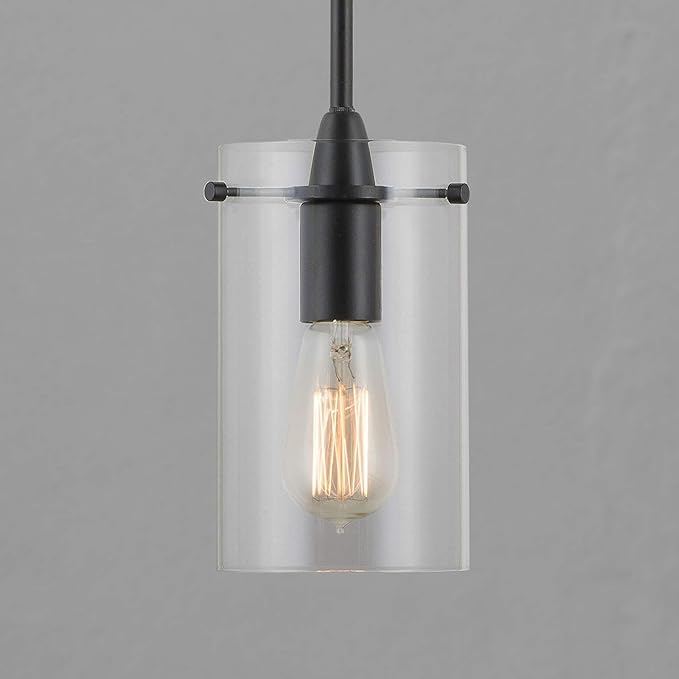 Black Pendant Lights Kitchen Island - Medium Clear Glass Pendant Light Fixture