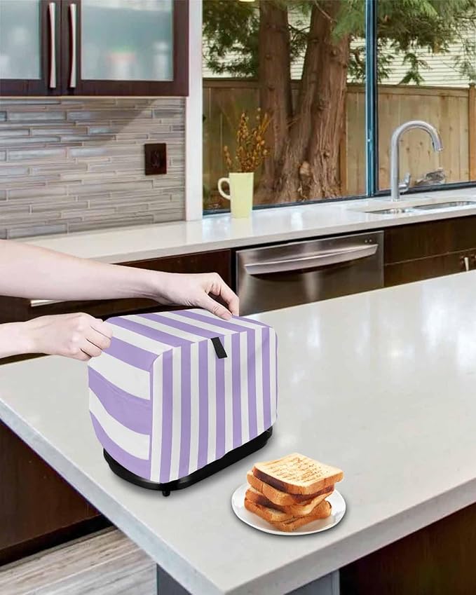 Toaster Cover 2 Slice Purple Stripes Toaster Oven Cover with Pockets Simple Style Dustproof Bakeware Protector Small Kitchen Appliance Dust Covers and Fingerprint Protection for Women