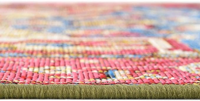 Unique Loom Outdoor Traditional Collection Area Rug - Limon (10' x 12' Rectangle, Multi/ Red)
