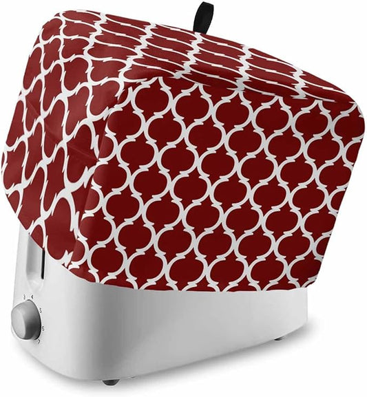 Toaster Cover 2 Slice Geometric Moroccan Toaster Oven Cover with Pockets Moroccan Trellis Design Red Bakeware Protector Small Kitchen Appliance Dust Covers and Fingerprint Protection for Women