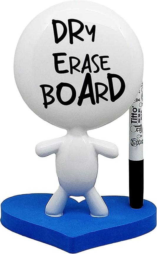 Coworker Gifts - TITTO in Love, Draw Your Ideas - Home Gift - Deco Your Desk - Ceramic Doll - Titto The Dry Erase Message & Memo Doll Whiteboard - Blue Office (Blue)