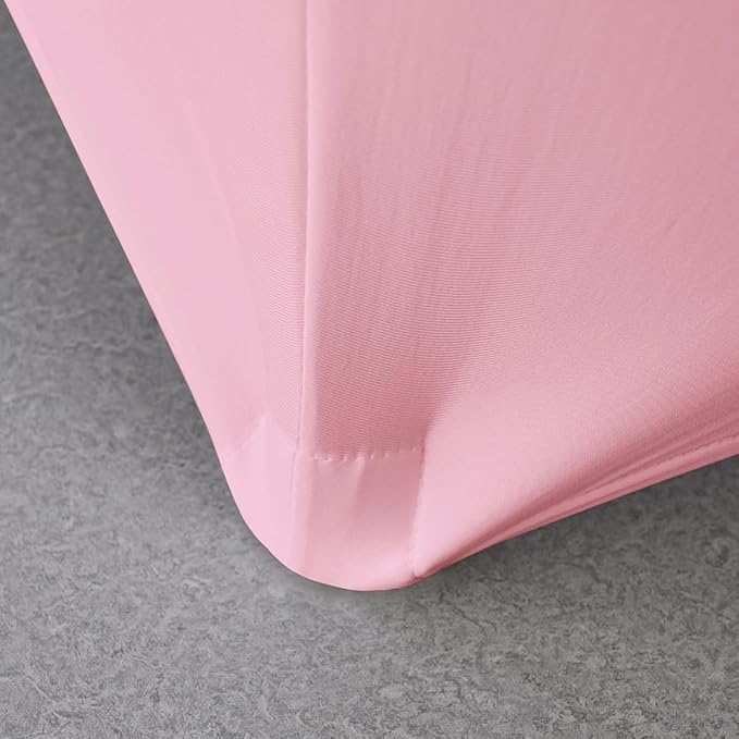 2 Pack 8FT Pink Spandex Tablecloth Stretch Fitted Table Cover for Rectangular Table Event, Wedding, Banquet and Parties