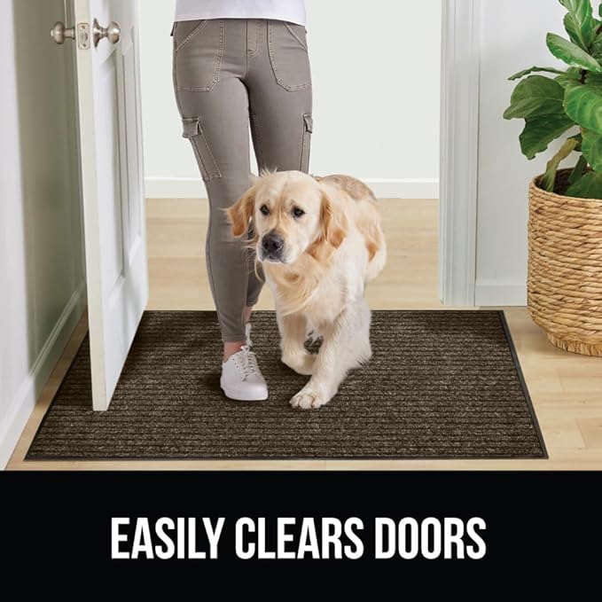GORILLA GRIP Traffic Guard Door Mat, 70x24, Heavy Duty Welcome Mats, Commercial Office Space Doormat, Waterproof, Fade Resistant, Strong Rubber Backing, Low Profile, Shoe and Boot Scraper, Brown