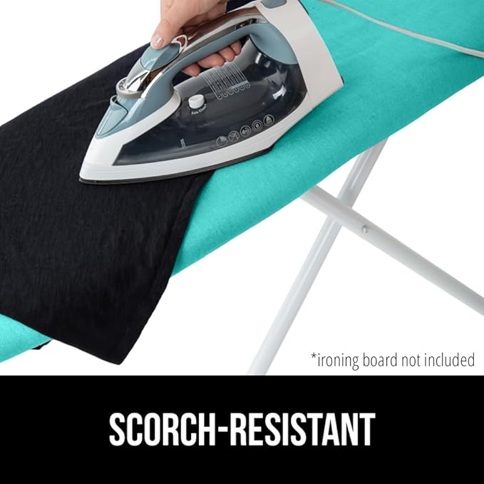 The Original GORILLA GRIP Ironing Board Cover and Pad, Silicone Coating, Thick Scorch Resistant Padding, Heavy Duty Iron Covers Standard Boards, Hook and Loop Fastener Strap, Turquoise, 15x54