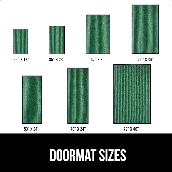 GORILLA GRIP Traffic Guard Door Mat, 2 Pack, Heavy Duty Waterproof Doormat, Commercial Office Space Welcome Mats, Stain and Fade Resistant, Low Profile, Strong Rubber Backing, 29x17, Green
