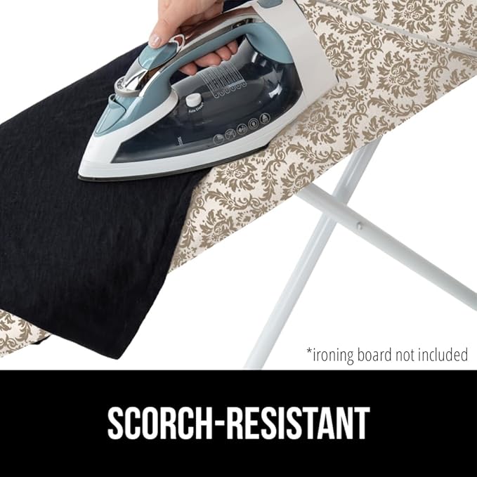 The Original GORILLA GRIP Ironing Board Cover and Pad, Silicone Coating, Thick Scorch Resistant Padding, Heavy Duty Iron Covers Standard Boards, Hook and Loop Fastener Strap, Damask, 15x54