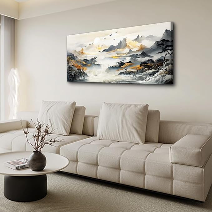 Lapremoly Large Size Wall Art For Living Room Wall Decor For Office Bedroom Wall Decor Abstract Mountain Landscape Canvas Prints Wall Painting Artwork Modern Ready To Hang Home Decorations 20"X40"
