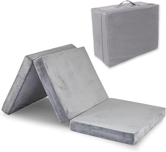 SINWEEK 4" Twin Memory Foam Folding Mattress with Storage Bag - Foldable Trifold Floor Bed Topper, CertiPUR-US Certified Guest Sleeping Pad, Machine Washable Cover