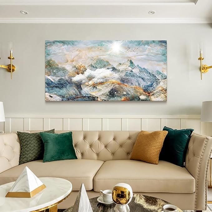 Lapremoly Large Canvas Wall Art For Living Room Wall Decor For Bedroom Office Wall Decoration Mountain Landscape Wall Painting Abstract Pictures Artwork Stretched and Framed Home Wall Art 30"X60"