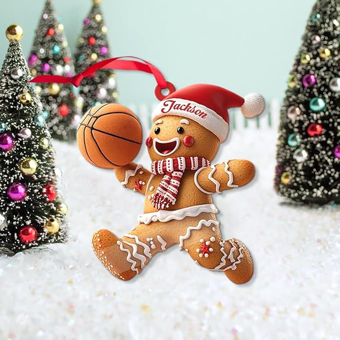 Custom Basketball Christmas Ornaments 2025, Custom Name Basketball Acrylic Christmas Tree Decorations, 2D Flat Baller Ornaments for Tree 06