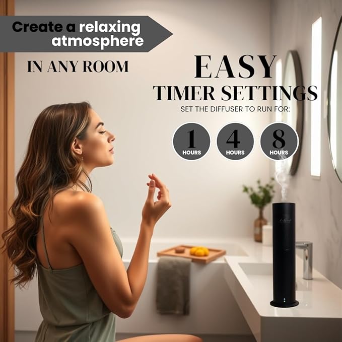 Aroma Scent Diffuser Starter Kit for Up to 1000SQ. FT. Coverage - 120ML Waterless Essential Oil Scent Included - Luxury Aroma Diffuser Ideal for Home, Office & Hotel (Silver, Dream On)