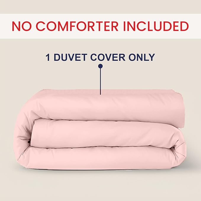 Kotton Culture 1 Pc Custom Size Duvet Cover Only -100% Egyptian Cotton Sateen 600 Thread Count Ultra Soft Premium Durable Comforter Cover Zipper Closure & Corner Ties (Pink Blush, Custom)