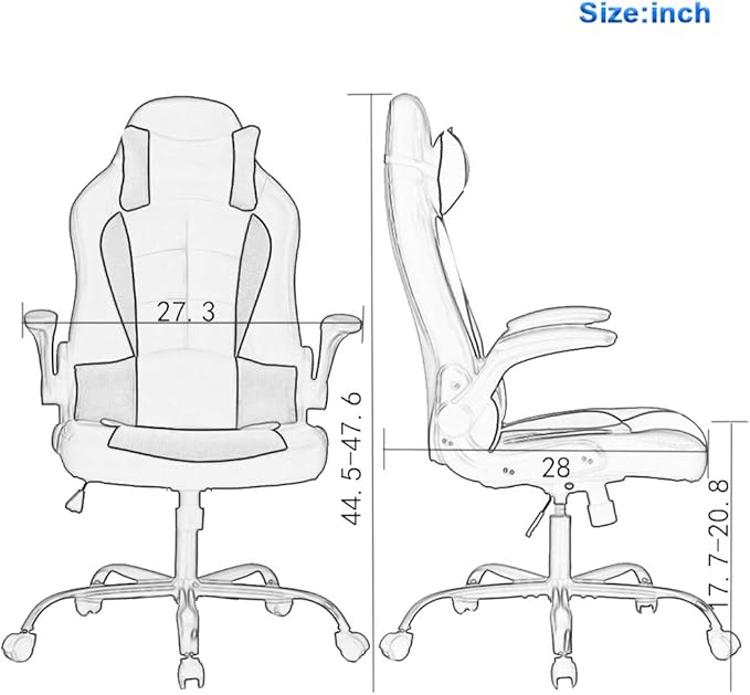 BestOffice PC Gaming Chair Ergonomic Office Chair Desk Chair with Lumbar Support Flip Up Arms Headrest PU Leather Executive High Back Computer Chair for Adults Women Men (Grey)