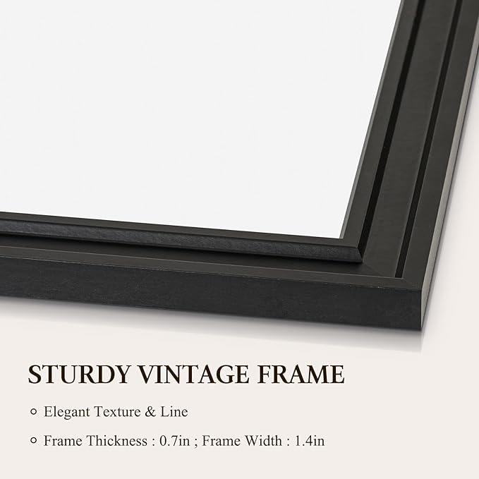 4 THOUGHT Dry Erase Board, 18 x 24 in Magnetic Whiteboard Black Vintage Wood Frame Wall-Mounted White Board Decorative Notice Board for School, Office, Home, Kitchen with 6 Magnets 4 Markers 1 Eraser