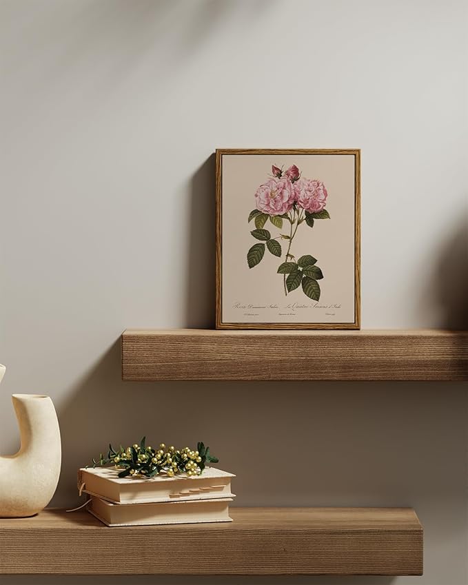 InSimSea Framed Wall Art for Living Room Vintage Rose Flower Paingtings Pictures Wall Decor Aesthetic Floral Art Canvas Print Farm Still Life Artwork Home Decor for Bathrrom Bedroom Shelf Décor 8x10In
